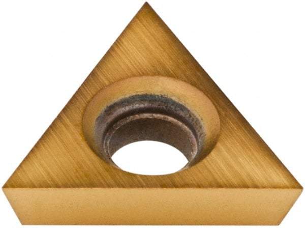 Hertel - TPCB220.1 Grade HP520B Carbide Boring Insert - TiN Finish, 60° Triangle, 11° Relief Angle, 1/4" Inscr Circle, 3/32" Thick, 0.002" Corner Radius - Eagle Tool & Supply