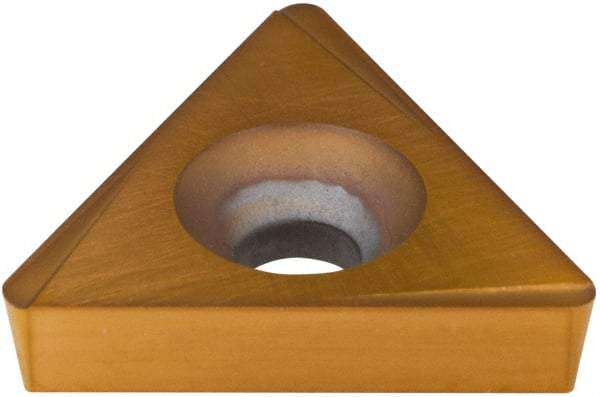 Hertel - TPCG322 Grade HP520B Carbide Boring Insert - TiN Finish, 60° Triangle, 11° Relief Angle, 3/8" Inscr Circle, 1/8" Thick, 1/32" Corner Radius - Eagle Tool & Supply