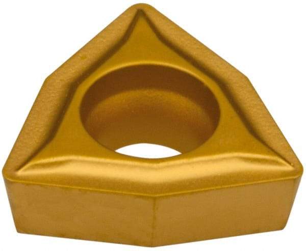 Hertel - WPMT 32.51 GP HP520B Grade Carbide Boring Insert - Trigon, 80° Incl Angle, 3/8" Inscr Circle, 3/32" Thick, 1/64" Cnr Rad - Eagle Tool & Supply