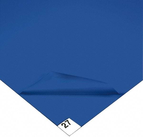 Wearwell - 5' Long x 3' Wide x 1/8" Thick, Dry Environment, Smooth Pattern Clean Room Matting - Tacky Sheets, Blue, 30 Layers per Mat, Series 095 - Eagle Tool & Supply