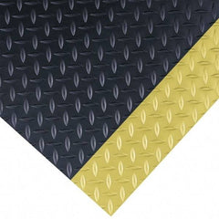 Wearwell - 75 Ft. Long x 3 Ft. Wide x 1/4 Inch Thick, Vinyl, Diamond Plate Surface Switchboard Matting - 30,000 V Max Dielectric Strength, 17,000 V Max Recommended Use, Black with Yellow Borders - Eagle Tool & Supply