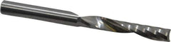 Onsrud - 1/4" Cutting Diam x 1-1/2" Length of Cut, 1 Flute, Upcut Spiral Router Bit - Uncoated, Right Hand Cut, Solid Carbide, 3" OAL x 1/4" Shank Diam, Single Edge, 21° Helix Angle - Eagle Tool & Supply