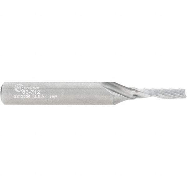 Onsrud - 1/8" Cutting Diam x 1/2" Length of Cut, 1 Flute, Upcut Spiral Router Bit - Uncoated, Right Hand Cut, Solid Carbide, 2" OAL x 1/4" Shank Diam, Single Edge, 21° Helix Angle - Eagle Tool & Supply