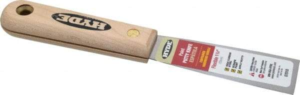 Hyde Tools - 1-1/4" Wide Steel Putty Knife - Flexible, Hardwood Handle, 7-3/4" OAL - Eagle Tool & Supply