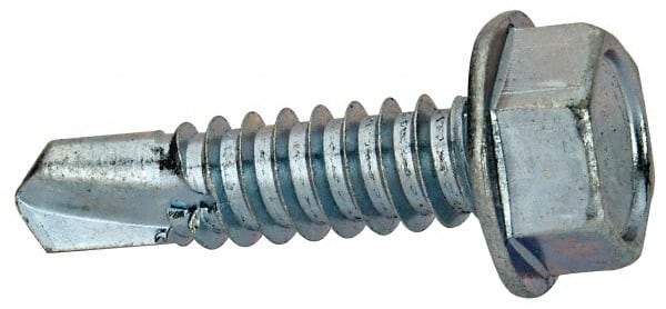 Value Collection - 5/16", Hex Washer Head, Hex Drive, 1-1/4" Length Under Head, #3 Point, Self Drilling Screw - Grade 1016-1024 Steel, Zinc-Plated Finish - Eagle Tool & Supply
