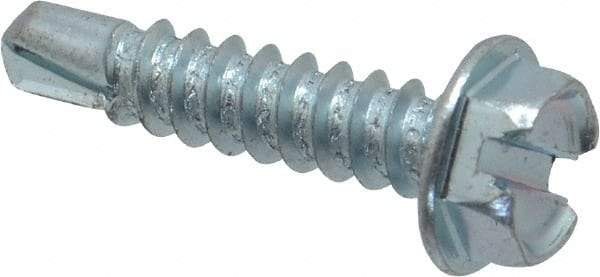 Value Collection - #8, Hex Washer Head, Slotted Drive, 1" Length Under Head, #2 Point, Self Drilling Screw - Grade 1016-1024 Steel, Zinc-Plated Finish - Eagle Tool & Supply