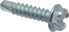 Value Collection - #8, Hex Washer Head, Slotted Drive, 1" Length Under Head, #2 Point, Self Drilling Screw - Grade 1016-1024 Steel, Zinc-Plated Finish - Eagle Tool & Supply