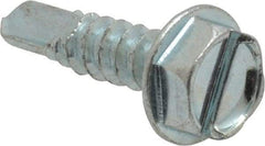 Value Collection - #10, Hex Washer Head, Slotted Drive, 3/4" Length Under Head, #3 Point, Self Drilling Screw - Grade 1016-1024 Steel, Zinc-Plated Finish - Eagle Tool & Supply