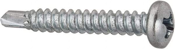 Value Collection - #6, Pan Head, Phillips Drive, 1" Length Under Head, #2 Point, Self Drilling Screw - Grade 1016-1024 Steel, Zinc-Plated Finish - Eagle Tool & Supply