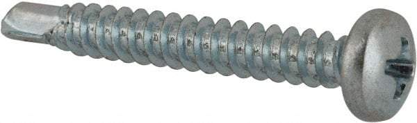 Value Collection - #8, Pan Head, Phillips Drive, 1-1/4" Length Under Head, #2 Point, Self Drilling Screw - Grade 1016-1024 Steel, Zinc-Plated Finish - Eagle Tool & Supply