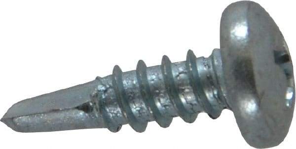Value Collection - #10, Pan Head, Phillips Drive, 5/8" Length Under Head, #2 Point, Self Drilling Screw - Grade 1016-1024 Steel, Zinc-Plated Finish - Eagle Tool & Supply