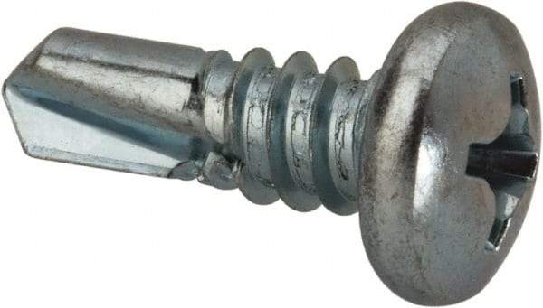 Value Collection - 1/4", Pan Head, Phillips Drive, 3/4" Length Under Head, #3 Point, Self Drilling Screw - Grade 1016-1024 Steel, Zinc-Plated Finish - Eagle Tool & Supply