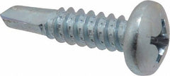 Value Collection - 1/4", Pan Head, Phillips Drive, 1" Length Under Head, #3 Point, Self Drilling Screw - Grade 1016-1024 Steel, Zinc-Plated Finish - Eagle Tool & Supply