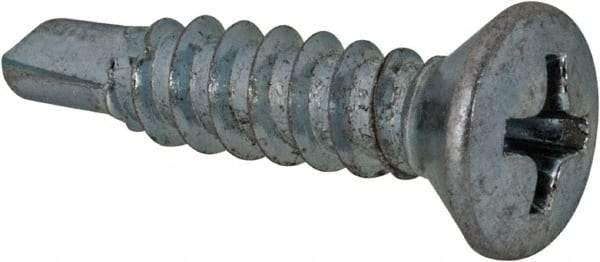 Value Collection - #8, Oval Head, Phillips Drive, 3/4" OAL, #2 Point, Self Drilling Screw - Grade 1016-1024 Steel, Zinc-Plated Finish - Eagle Tool & Supply