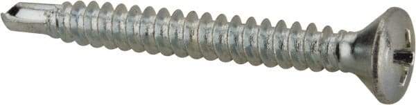 Value Collection - #8, Oval Head, Phillips Drive, 1-1/2" OAL, #2 Point, Self Drilling Screw - Grade 1016-1024 Steel, Zinc-Plated Finish - Eagle Tool & Supply