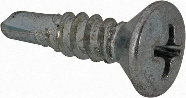 Value Collection - #10, Oval Head, Phillips Drive, 3/4" OAL, #2 Point, Self Drilling Screw - Grade 1016-1024 Steel, Zinc-Plated Finish - Eagle Tool & Supply