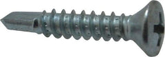 Value Collection - #10, Oval Head, Phillips Drive, 1" OAL, #2 Point, Self Drilling Screw - Grade 1016-1024 Steel, Zinc-Plated Finish - Eagle Tool & Supply