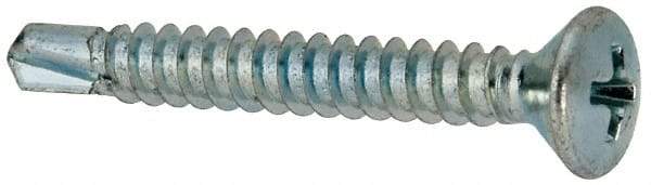 Value Collection - #10, Oval Head, Phillips Drive, 1-1/2" OAL, #2 Point, Self Drilling Screw - Grade 1016-1024 Steel, Zinc-Plated Finish - Eagle Tool & Supply