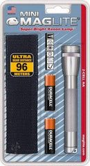 Mag-Lite - Krypton Bulb, 14 Lumens, Mini Flashlight - Gray Aluminum Body, 2 AA Alkaline Batteries Included - Eagle Tool & Supply