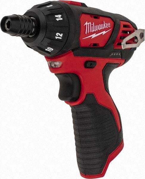 Milwaukee Tool - 12 Volts, Lithium-Ion Battery, Pistol Grip Cordless Screwdriver - 500 RPM, 150 Inch/Lbs. Torque - Eagle Tool & Supply