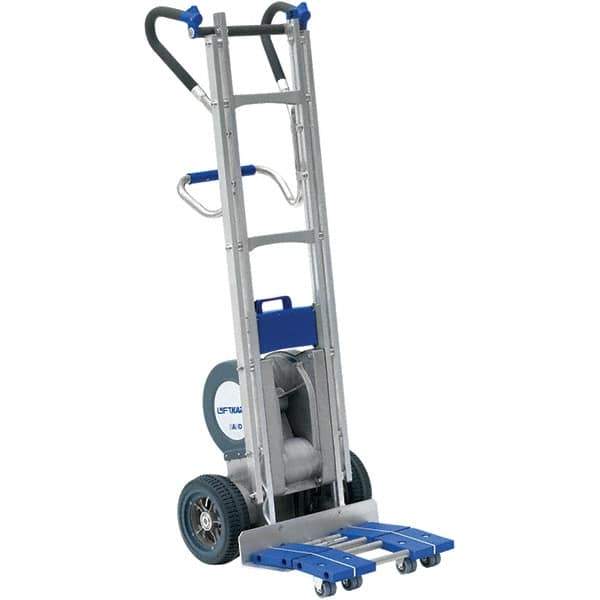 Wesco Industrial Products - 725 Lb Capacity 63" OAH Stair Climbing Battery Powered Hand Truck - Ergonomic Dual Grip Handle, Aluminum, Microcellular Wheels - Eagle Tool & Supply