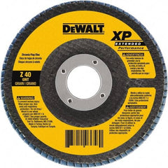DeWALT - 40 Grit, 7" Disc Diam, 5/8-11 Center Hole, Type 27 Zirconia Alumina Flap Disc - 8,700 Max RPM, Cloth Backing, Arbor Attaching System, Coated - Eagle Tool & Supply
