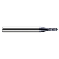 ‎0.049″ Dia. × 1/8″ Shank × 0.147″ DOC × 1-1/2″ OAL, Carbide AlTiN, Stub|Standard , 4 Flute, Ballnose End Mill - Exact Industrial Supply