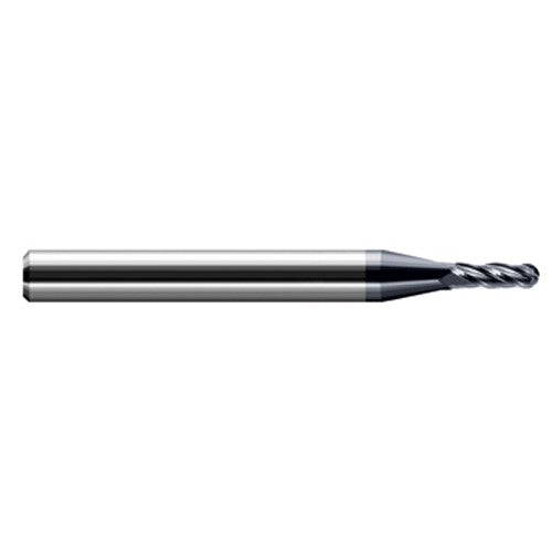 ‎0.041″ Dia. × 1/8″ Shank × 0.123″ DOC × 1-1/2″ OAL, Carbide AlTiN, Stub|Standard , 4 Flute, Ballnose End Mill - Exact Industrial Supply
