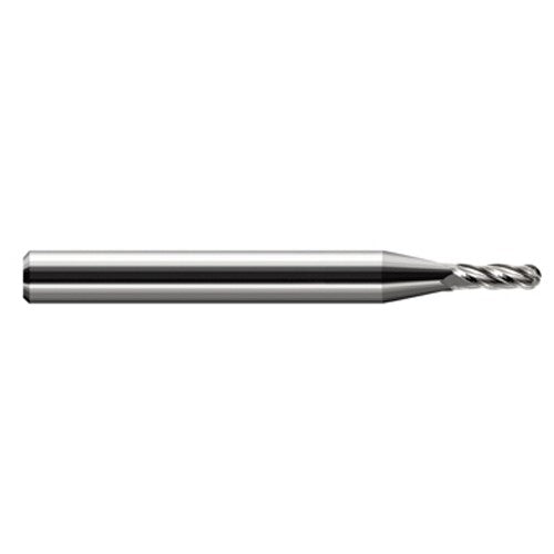 ‎0.075″ Dia. × 1/8″ Shank × 0.112″ DOC × 1-1/2″ OAL, Carbide Uncoated, Stub|Standard , 4 Flute, Ballnose End Mill - Exact Industrial Supply