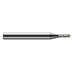 ‎3/64″ Dia. × 1/8″ Shank × 0.141″ DOC × 1-1/2″ OAL, Carbide Uncoated, Stub|Standard , 4 Flute, Ballnose End Mill - Exact Industrial Supply