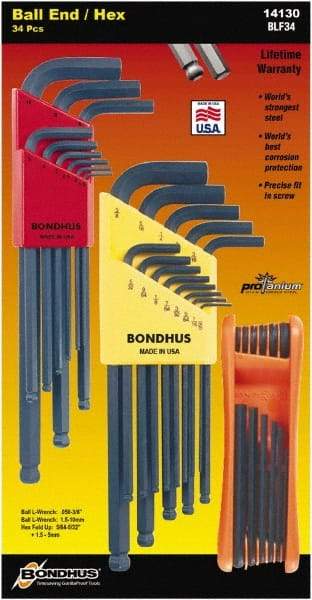 Bondhus - Hex Key Sets - MP.050-3/8/1.5-1MM TRIPLE PK L-WRNCHS ST - Eagle Tool & Supply