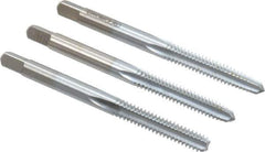 Made in USA - #10-24 UNC, 4 Flute, Bottoming, Plug & Taper, Chrome Finish, High Speed Steel Tap Set - Right Hand Cut, 2-3/8" OAL, 7/8" Thread Length, 2B/3B Class of Fit - Eagle Tool & Supply