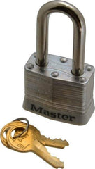 Master Lock - Keyed Alike Retaining Key Conductive Lockout Padlock - 1-1/2" Shackle Clearance, 9/32" Shackle Diam, 1-1/4" Body Height x 1-9/16" Body Width, White, 4 Pins - Eagle Tool & Supply