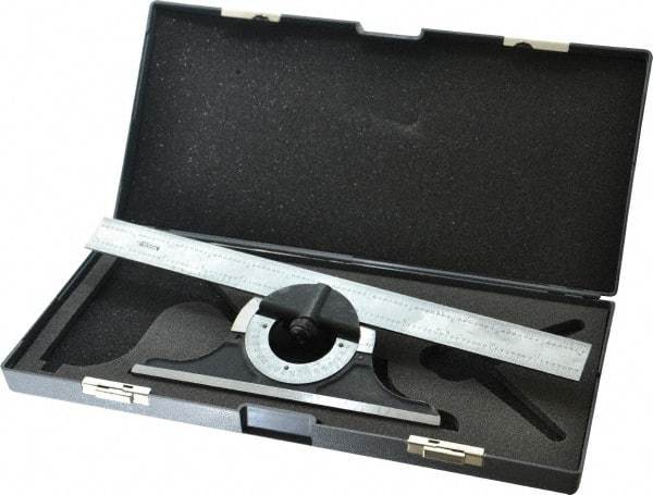 SPI - 12 Inch Long Blade, 180° Max Measurement, Bevel Protractor - Eagle Tool & Supply