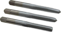 Made in USA - 1/4-20 UNC, 4 Flute, Bottoming, Plug & Taper, Chrome Finish, High Speed Steel Tap Set - Right Hand Cut, 2-1/2" OAL, 1" Thread Length, 2B/3B Class of Fit - Eagle Tool & Supply