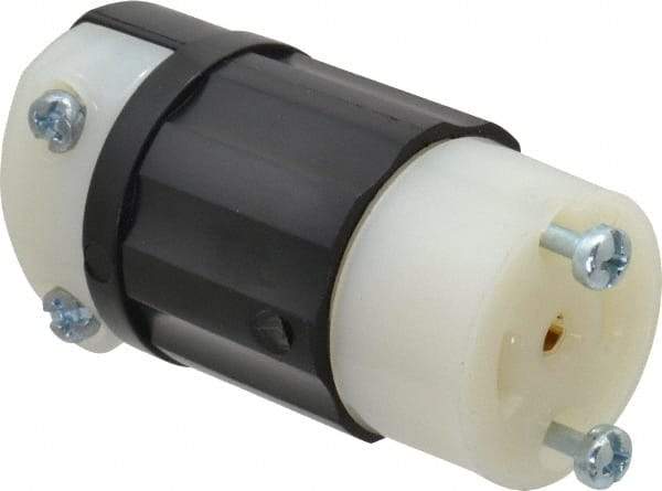 Leviton - 125/250 VAC, 15 Amp, ML-3R Configuration, Industrial Grade, Ungrounded Connector - 1 Phase, 3 Poles, 0.218 to 0.43 Inch Cord Diameter - Eagle Tool & Supply