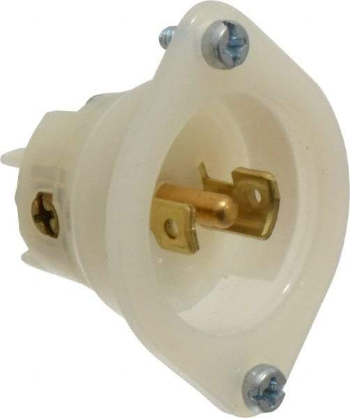 Leviton - 125/250 VAC, 15 Amp, ML-3P NEMA, Ungrounded Inlet - 3 Poles, 3 Wire, Male End, White, Steel - Eagle Tool & Supply