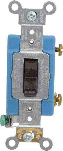 Leviton - 1 Pole, 120 to 277 VAC, 15 Amp, Industrial Grade, Toggle, Wall and Dimmer Light Switch - 1.31 Inch Wide x 4.06 Inch High - Eagle Tool & Supply