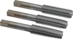 Made in USA - 1/2-13 UNC, 4 Flute, Bottoming, Plug & Taper, Chrome Finish, High Speed Steel Tap Set - Right Hand Cut, 3-3/8" OAL, 1-21/32" Thread Length, 2B/3B Class of Fit - Eagle Tool & Supply