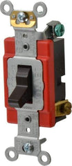 Leviton - 3 Pole, 120 to 277 VAC, 20 Amp, Industrial Grade, Toggle, Wall and Dimmer Light Switch - 1.31 Inch Wide x 4.06 Inch High - Eagle Tool & Supply