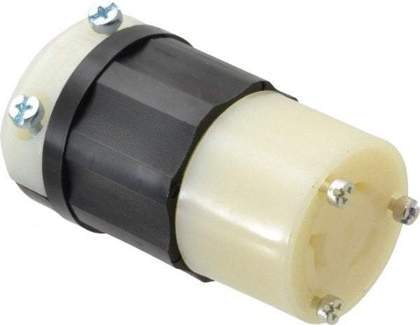 Leviton - 480 VAC, 20 Amp, L8-20R Configuration, Industrial Grade, Self Grounding Connector - 1 Phase, 2 Poles, 0.385 to 0.78 Inch Cord Diameter - Eagle Tool & Supply