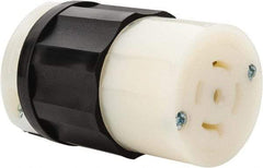 Leviton - 277/480 VAC, 20 Amp, L22-20R Configuration, Industrial Grade, Self Grounding Connector - 3 Phase, 4 Poles, 0.595 to 0.895 Inch Cord Diameter - Eagle Tool & Supply