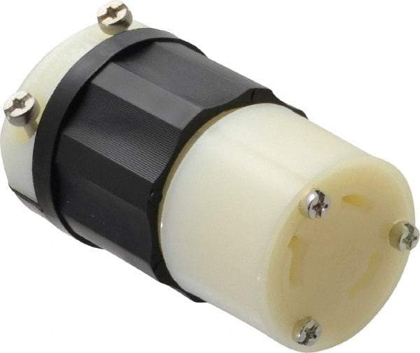 Leviton - 480 VAC, 30 Amp, L8-30R Configuration, Industrial Grade, Self Grounding Connector - 1 Phase, 2 Poles, 0.385 to 0.86 Inch Cord Diameter - Eagle Tool & Supply