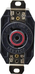 Leviton - 277/480 VAC, 20 Amp, L22-20R NEMA, Self Grounding Receptacle - 4 Poles, 5 Wire, Female End, Black - Eagle Tool & Supply