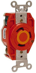 Leviton - 125 VAC, 30 Amp, L5-30R NEMA Configuration, Orange, Industrial Grade, Isolated Ground Single Receptacle - 1 Phase, 2 Poles, 3 Wire, Flush Mount - Eagle Tool & Supply