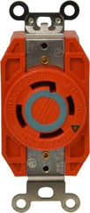 Leviton - 250 VAC, 30 Amp, L15-30R NEMA Configuration, Orange, Industrial Grade, Isolated Ground Single Receptacle - 3 Phase, 3 Poles, 4 Wire, Flush Mount - Eagle Tool & Supply