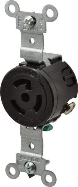 Leviton - 277 VAC, 15 Amp, L7-15R NEMA, Self Grounding Receptacle - 2 Poles, 3 Wire, Female End, Black - Eagle Tool & Supply