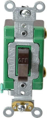 Leviton - 1 Pole, 120 to 277 VAC, 30 Amp, Industrial Grade, Toggle, Wall and Dimmer Light Switch - 1.31 Inch Wide x 4.06 Inch High - Eagle Tool & Supply