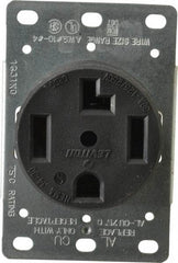 Leviton - 125/250 VAC, 30 Amp, 14-30R NEMA Configuration, Black, Industrial Grade, Self Grounding Single Receptacle - 1 Phase, 3 Poles, 4 Wire, Flush Mount, Corrosion Resistant - Eagle Tool & Supply