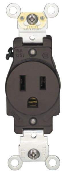 Hubbell Wiring Device-Kellems - 125/250 VAC, 30 Amp, 14-30R NEMA Configuration, Brown, Industrial Grade, Self Grounding Single Receptacle - 1 Phase, 3 Poles, 4 Wire, Flush Mount - Eagle Tool & Supply